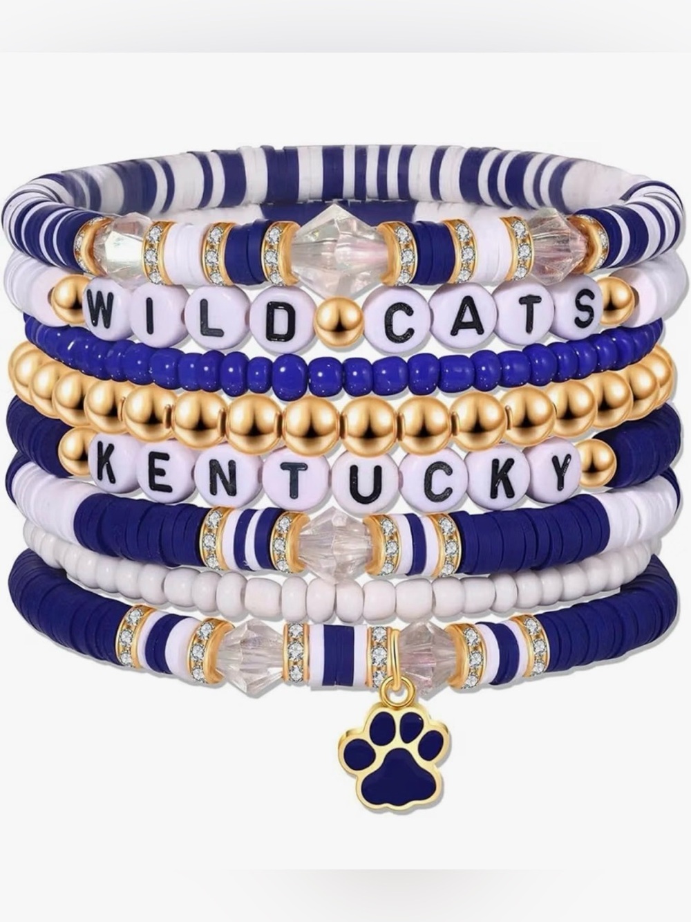 🆕 8Pc Kentucky Wildcats Bracelet Set NEW  💙💙💙